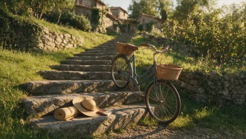 They Were Sun Bathing When Nindya Don't spot a Man Climbing The Steep Steps Carrying His Bicycle.